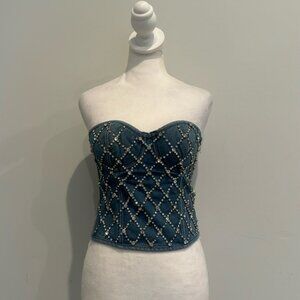 SKYE by Infinity Raine Blue Denim Bustier Top